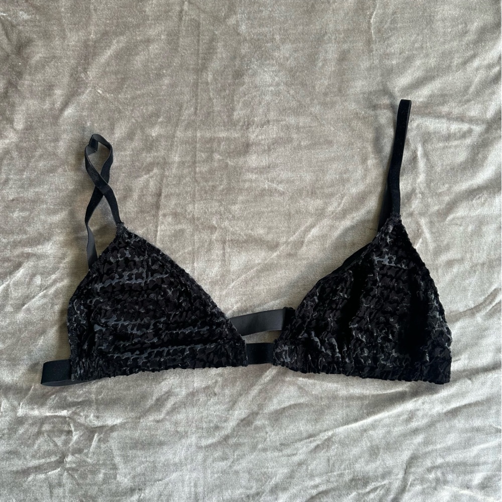 SKIMS Bralette Black Logo Mesh XL